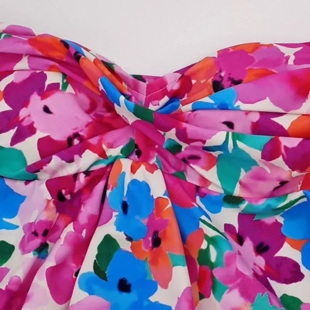 New Swim‎ Solutions Twisted Bandeau Tankini Swim Top Primavera Pink Bust support - Picture 3 of 7